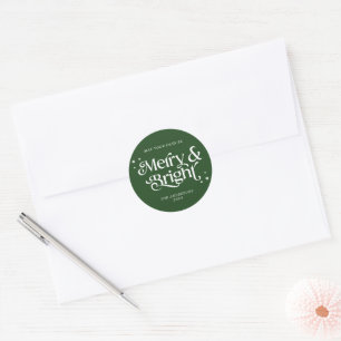 Minimalistisch Green Merry & Bright Christmas Runder Aufkleber