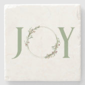 Minimalistisch Green Watercolor Wreath Freude Weih Steinuntersetzer (Vorderseite)