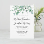 Minimalistisch Greenery Bloral Eucalyptus Wedding Einladung (Stehend Vorderseite)