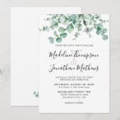 Minimalistisch Greenery Bloral Eucalyptus Wedding Einladung (Vorne/Hinten)
