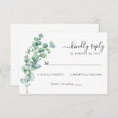 Minimalistisch Greenery Bloral Eucalyptus Wedding RSVP Karte (Vorne/Hinten)