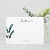 Minimalistisch Greenery Brautparty Danke Karte (Stehend Vorderseite)