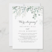 Minimalistisch Greenery Eucalyptus Elopement Empfa Einladung (Vorderseite)