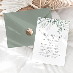 Minimalistisch Greenery Eucalyptus Elopement Empfa Einladung