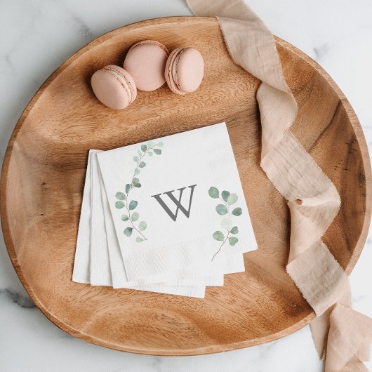 Minimalistisch Greenery Eucalyptus Monogram Weddin Serviette