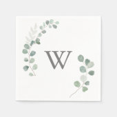 Minimalistisch Greenery Eucalyptus Monogram Weddin Serviette (Vorderseite)