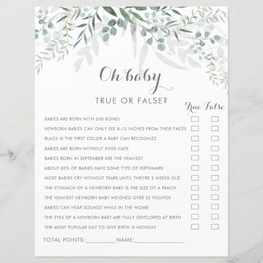 Minimalistisch Greenery Eucalyptus Oh Baby Duwer G (Vorderseite)