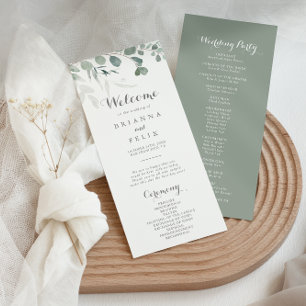 Minimalistisch Greenery Eucalyptus Wedding Program Programm