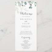Minimalistisch Greenery Eucalyptus Wedding Program Programm (Vorderseite)