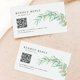Minimalistisch Greenery Foliage QR CODE Wedding RS Mitteilungskarte