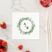 Minimalistisch Greenery Monogram Wedding Paper Serviette (Beispiel)