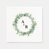 Minimalistisch Greenery Monogram Wedding Paper Serviette (Vorderseite)