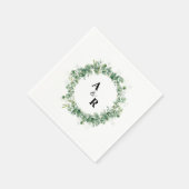 Minimalistisch Greenery Monogram Wedding Paper Serviette (Ecke)