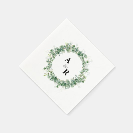 Minimalistisch Greenery Monogram Wedding Paper Serviette (Ecke)