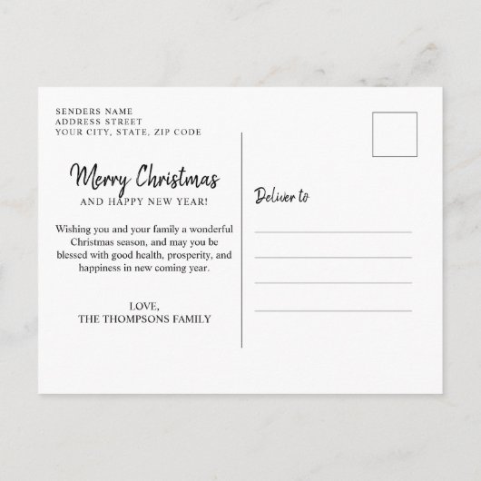 Minimalistisch Greenery Pine Foto Rot Frohe Weihna Postkarte (Rückseite)