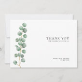 Minimalistisch Greenery Watercolor Blätter Hochzei Dankeskarte (Vorderseite)