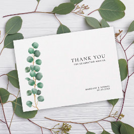 Minimalistisch Greenery Watercolor Blätter Hochzei Dankeskarte