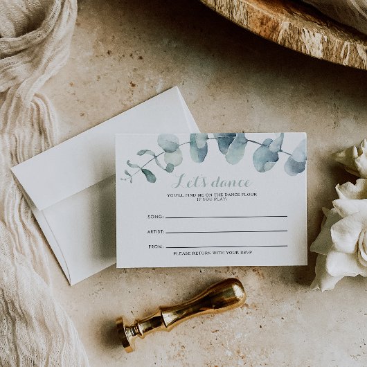 Minimalistisch Greenery Wedding Song Request Card RSVP Karte