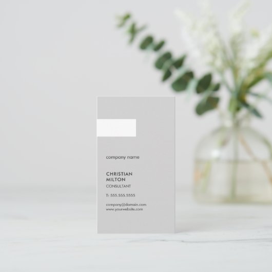 Minimalistisch-Grey-White-Stripe-Berater Visitenkarte (Stehend Vorderseite)