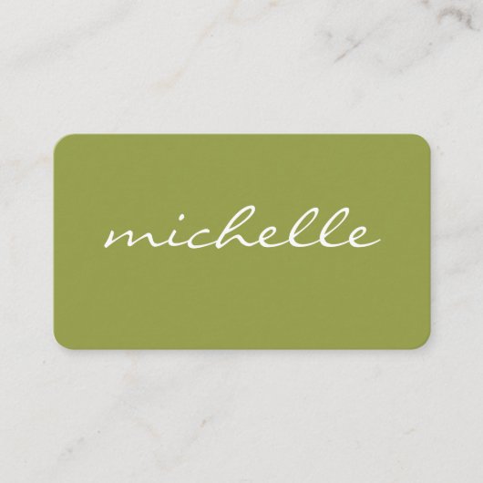 Minimalistisch grün mit kursivem Text Visitenkarte (Vorderseite)