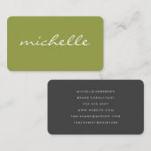 Minimalistisch grün mit kursivem Text Visitenkarte (Vorne/Hinten)