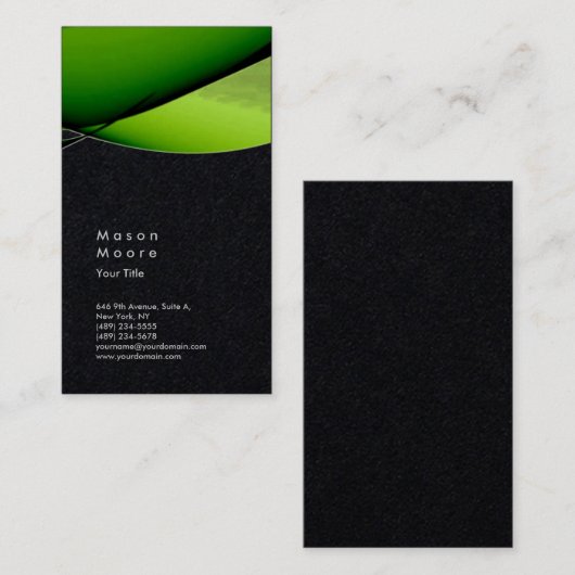 Minimalistisch-Grün-Schwarz Schlicht Moderne Beruf Visitenkarte (Vorne/Hinten)