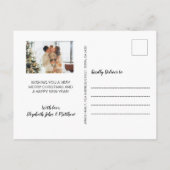 Minimalistisch-grün-weiß-4-Fotocollage Weihnachten Postkarte (Rückseite)