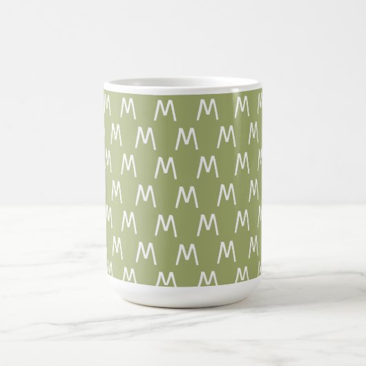 Minimalistisch-grün-weiß-Monogramm Kaffeetasse (Mittel)