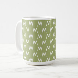 Minimalistisch-grün-weiß-Monogramm Kaffeetasse