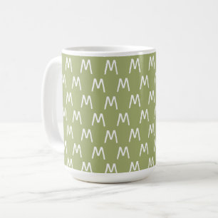 Minimalistisch-grün-weiß-Monogramm Kaffeetasse