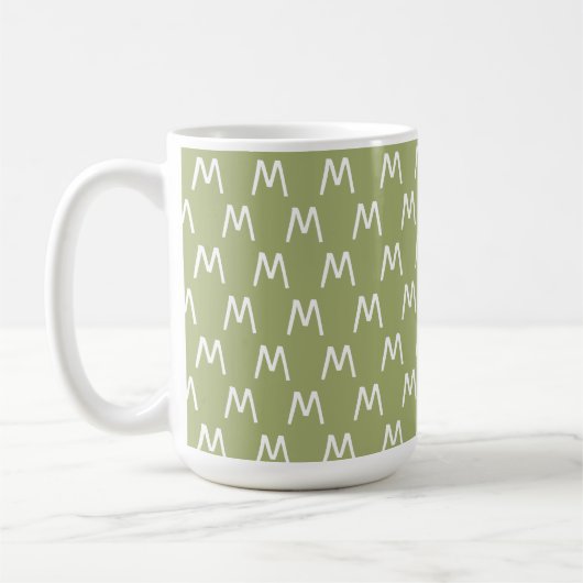 Minimalistisch-grün-weiß-Monogramm Kaffeetasse (Links)