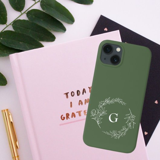 Minimalistisch-grüne Bläschenmonogramm Case-Mate iPhone Hülle