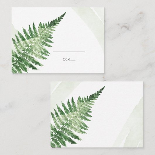 Minimalistisch grüne Fern Platzkarte (Vorne/Hinten)
