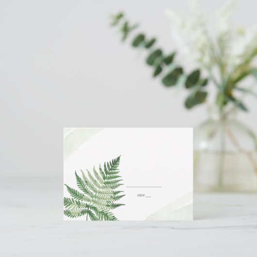 Minimalistisch grüne Fern Platzkarte (Stehend Vorderseite)