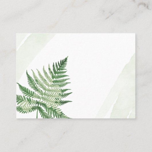Minimalistisch grüne Fern Platzkarte (Rückseite)