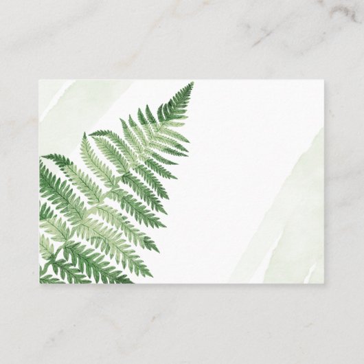 Minimalistisch grüne Fern Platzkarte (Rückseite)