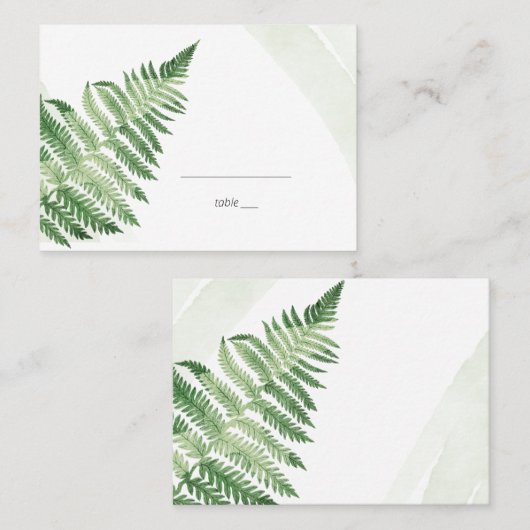 Minimalistisch grüne Fern Platzkarte (Vorne/Hinten)