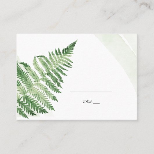 Minimalistisch grüne Fern Platzkarte (Vorderseite)