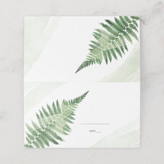 Minimalistisch grüne Fern Platzkarte (Außenseite Aufgefaltet)