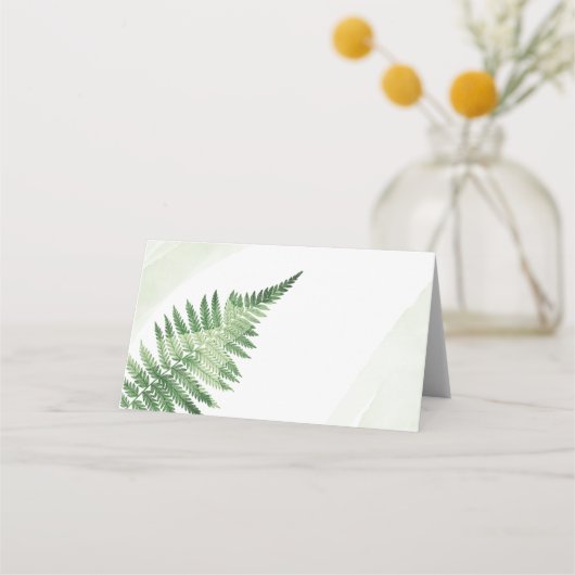 Minimalistisch grüne Fern Platzkarte (Rückseite)