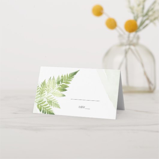 Minimalistisch grüne Fern Platzkarte (Vorderseite)