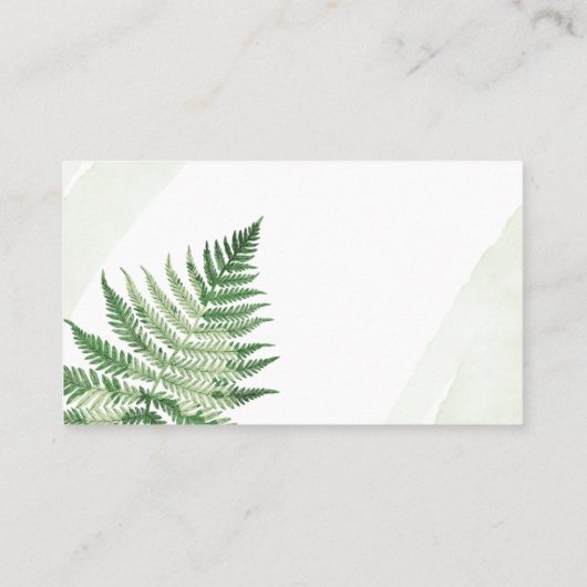 Minimalistisch grüne Fern Platzkarte (Rückseite)