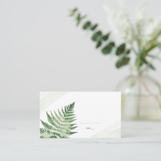 Minimalistisch grüne Fern Platzkarte (Stehend Vorderseite)