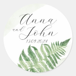 Minimalistisch grüne Fern Runder Aufkleber