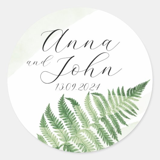 Minimalistisch grüne Fern Runder Aufkleber (Vorderseite)
