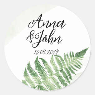 Minimalistisch grüne Fern Runder Aufkleber
