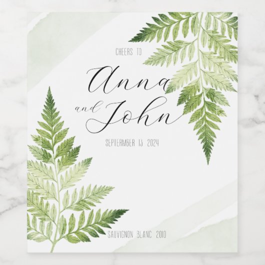 Minimalistisch grüne Fern Weinetikett (Einzelnes Label)