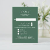 Minimalistisch. Grüne Hochzeit RSVP mit Wahlmöglic (Stehend Vorderseite)