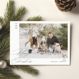 Minimalistisch grüne moderne Familie frohe Weihnac Feiertagskarte