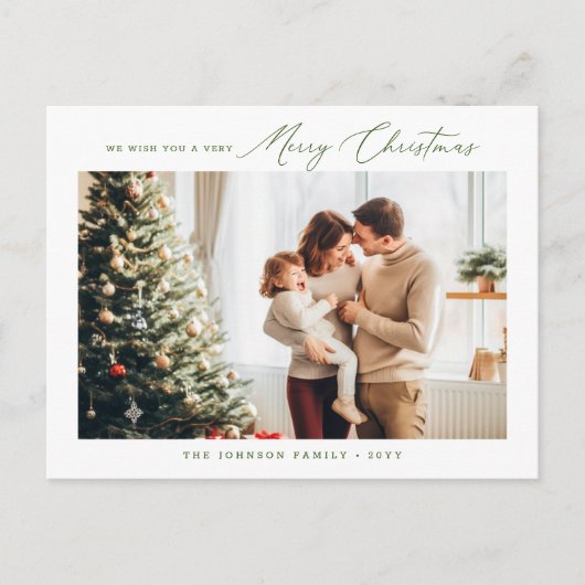 Minimalistisch-grüne Weihnachtsferien Postkarte (Vorderseite)